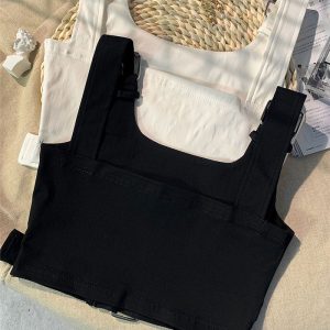 Girl's Black Cropped Overalls Jazz Outerwear Bra Top Vest - Image 7