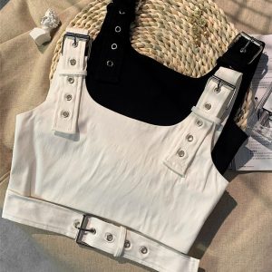 Girl's Black Cropped Overalls Jazz Outerwear Bra Top Vest - Image 4