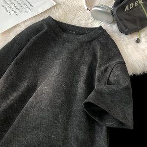 Stone Washed Ice-feeling Tencel Cotton Ice Silk Short Sleeve T-shirt - Image 4