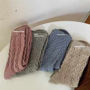 Wool Socks Hemp Pattern Bunching Socks Women - Image 5