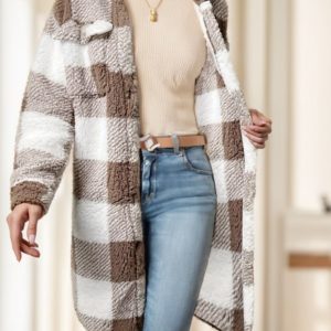 Ladies' Long-sleeved Checkered Coat - Image 1