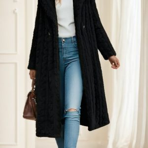 Elegant Black Long Coat For Women - Image 1