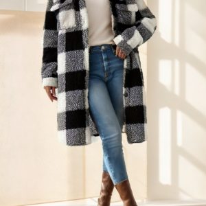 Ladies' Long-sleeved Checkered Coat - Image 2