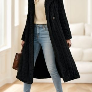 Elegant Black Long Coat For Women - Image 2