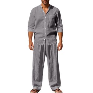 Loose Long-sleeved Trousers Shirt Outfit Men - Image 3