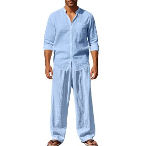 Loose Long-sleeved Trousers Shirt Outfit Men - Image 6