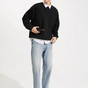 Export Quality English European And American Sizes Jacquard Round Neck Hoodie For Men And Women - Image 5