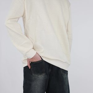 Export Quality English European And American Sizes Jacquard Round Neck Hoodie For Men And Women - Image 3