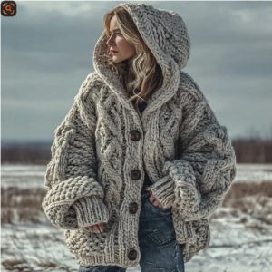 Women's Skin-friendly, Anti-pilling Knitted Cardigan With A Round Neckline, Loose Fit, And Long Length - Image 7