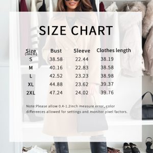Women's Double Breasted Wool Trench Coat, Notch Lapel Midi Long Winter Coat With Belt - Image 9